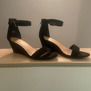 Torrid Black Velvet Ankle Wedges